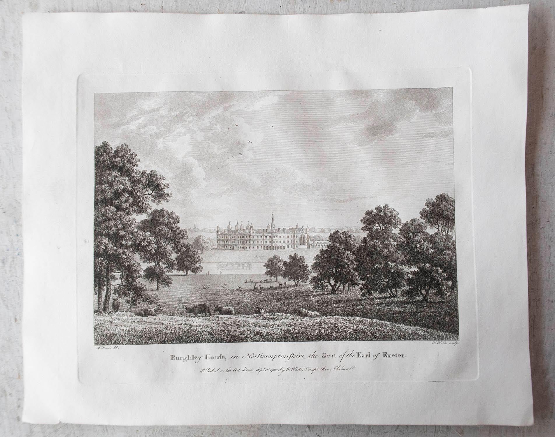 Late 18th Century Set of 20 Original Antique Prints of English Country Houses and Gardens, C.1780
