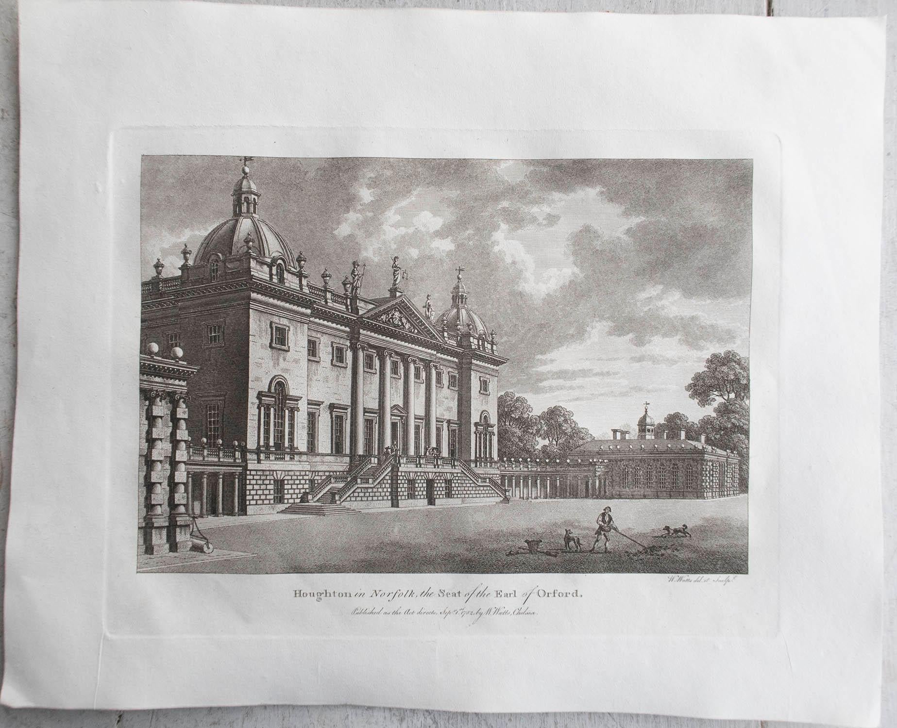 Set of 20 Original Antique Prints of English Country Houses and Gardens, C.1780 1