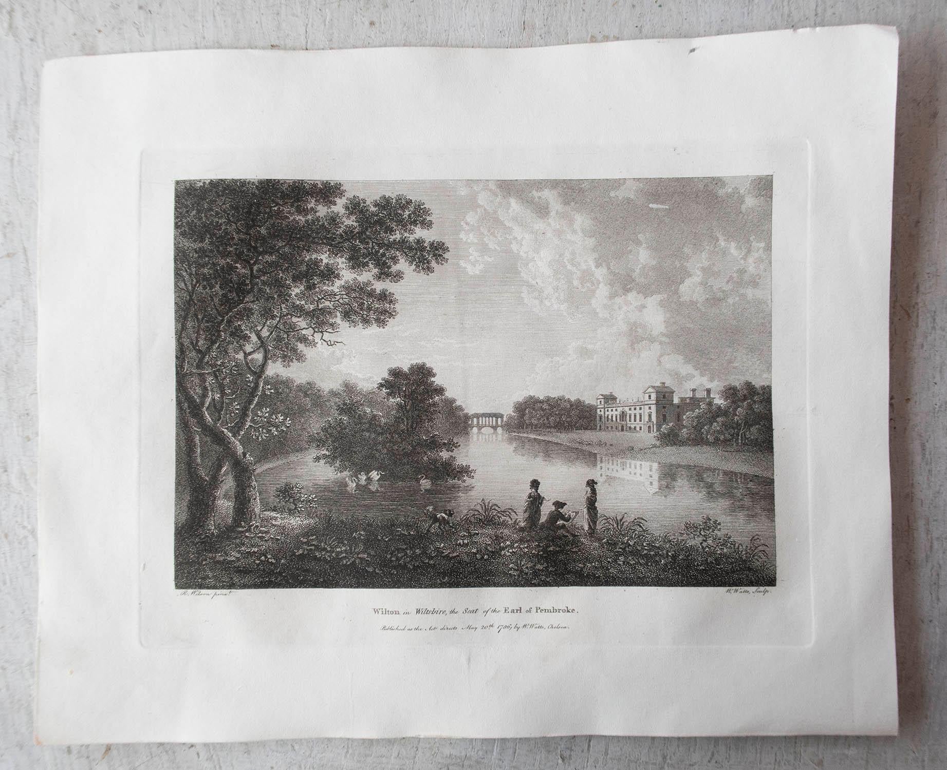Paper Set of 20 Original Antique Prints of English Country Houses and Gardens, C.1780