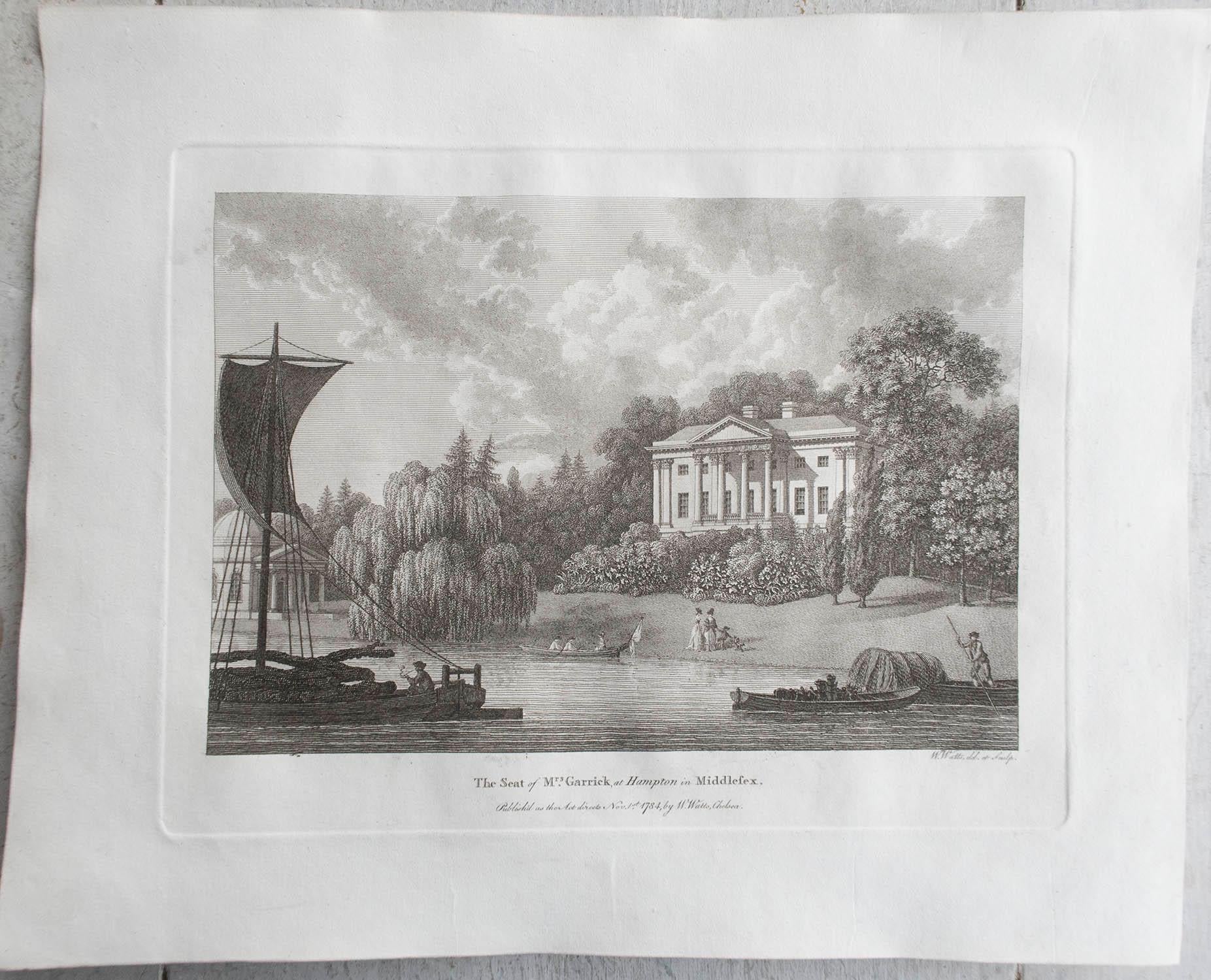 Set von 20 originalen antiken Drucken englischer Landhaus- und Gärten, um 1780 im Angebot 1