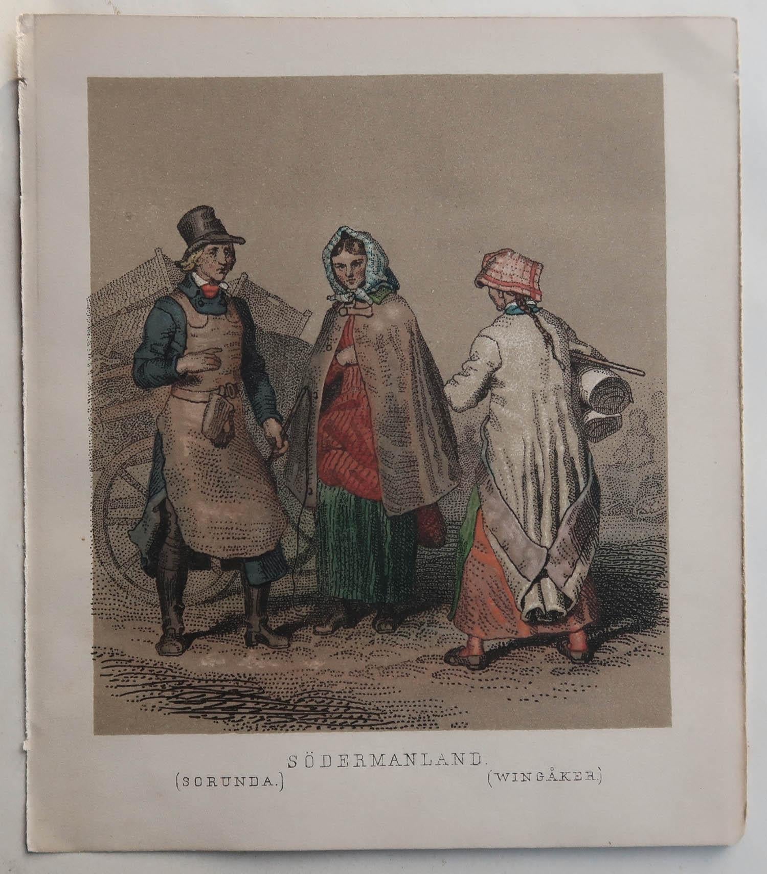 Set of 20 Original Antique Prints of Swedish and Norwegian Costumes, C.1850 For Sale 3