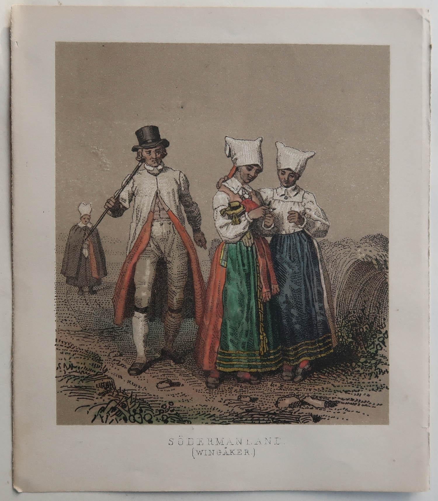 Set of 20 Original Antique Prints of Swedish and Norwegian Costumes, C.1850 For Sale 4