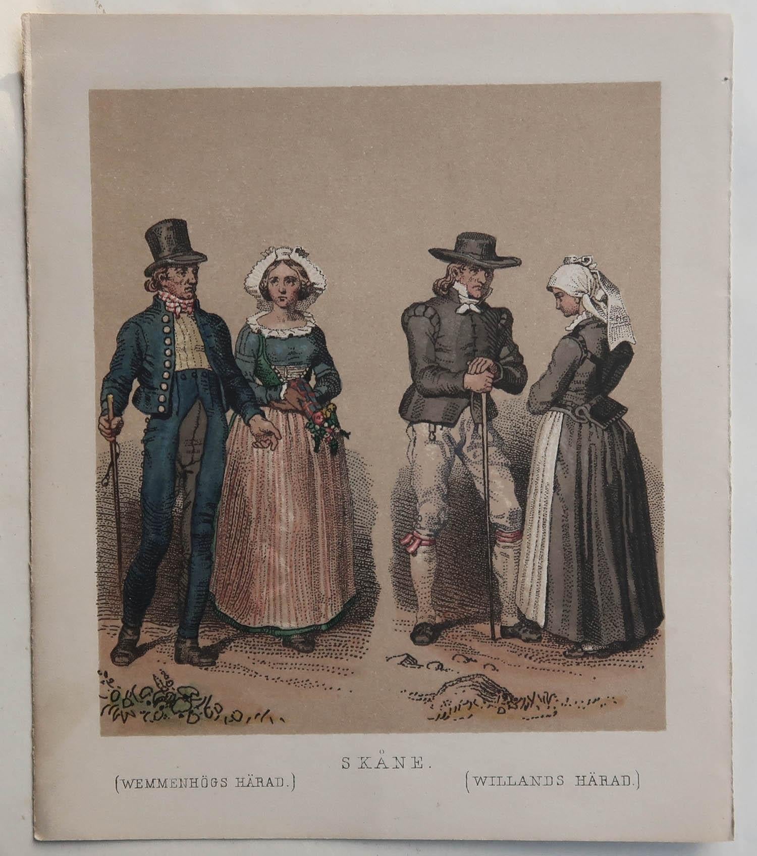 Set of 20 Original Antique Prints of Swedish and Norwegian Costumes, C.1850 For Sale 9