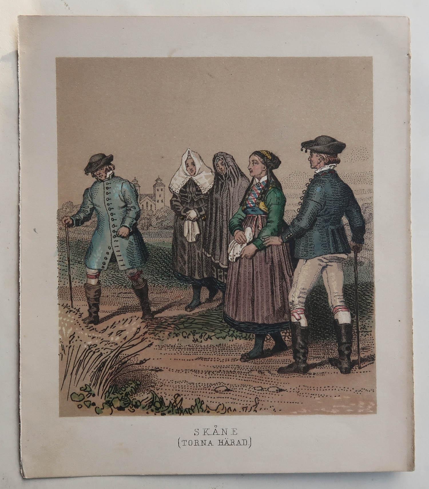 Set of 20 Original Antique Prints of Swedish and Norwegian Costumes, C.1850 For Sale 10