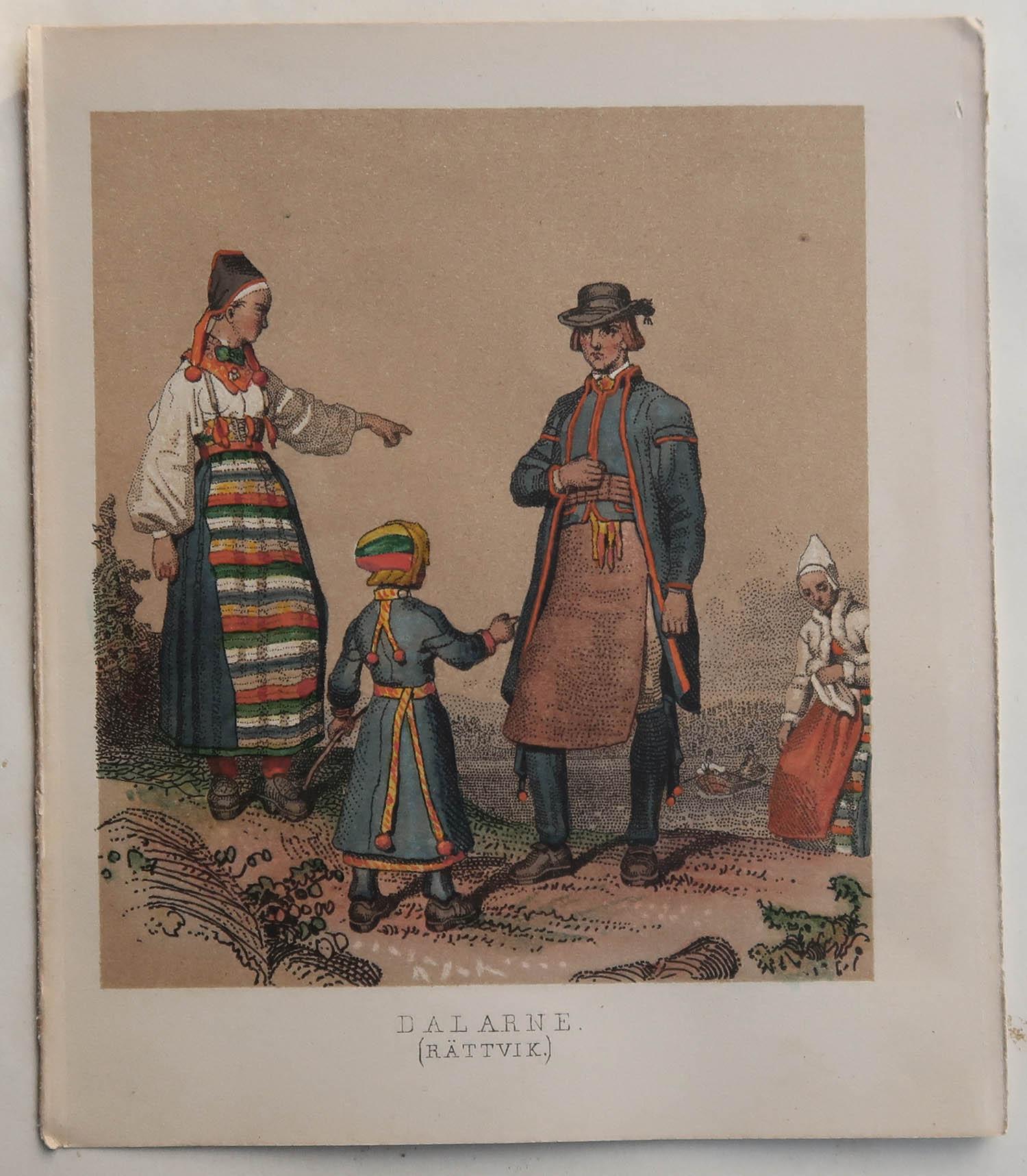 Set of 20 Original Antique Prints of Swedish and Norwegian Costumes, C.1850 For Sale 1