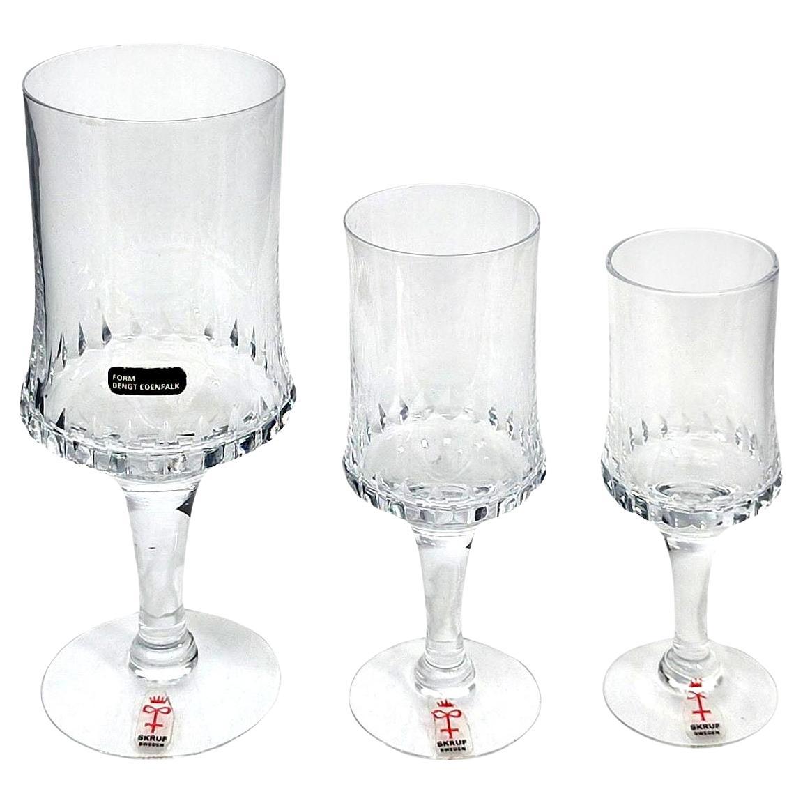 Set of 20 pcs Crystal Stem Glasses by Bengt Edenfalk For Sale