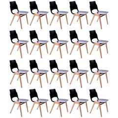 Set of 20 Roland Rainer Stacking Chairs P7, Bicolored Beech, Austria, 1952