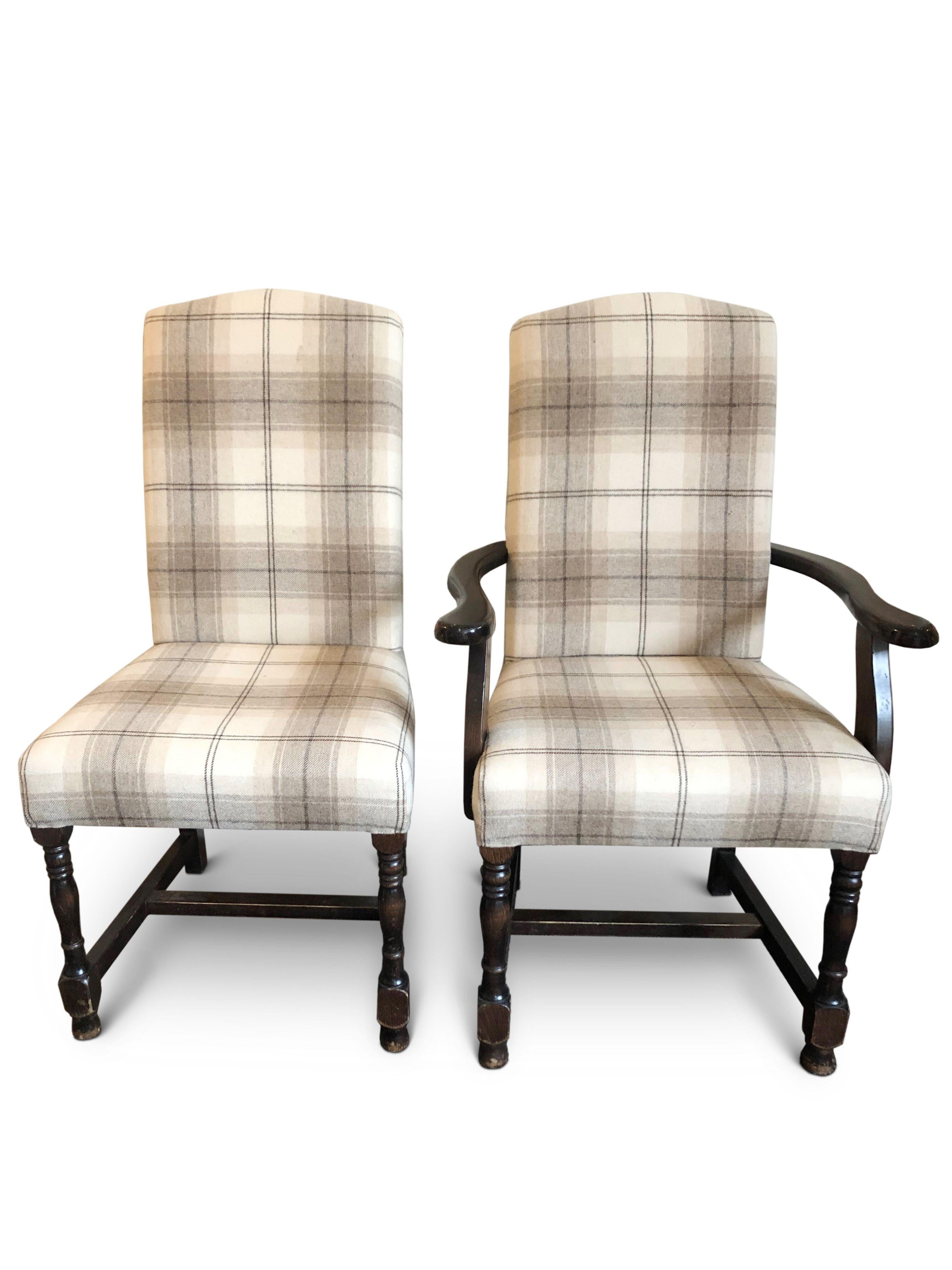 George II Set of 20 Upholstered Camel Back Dining Chairs '12 Singles and 8 Carvers'