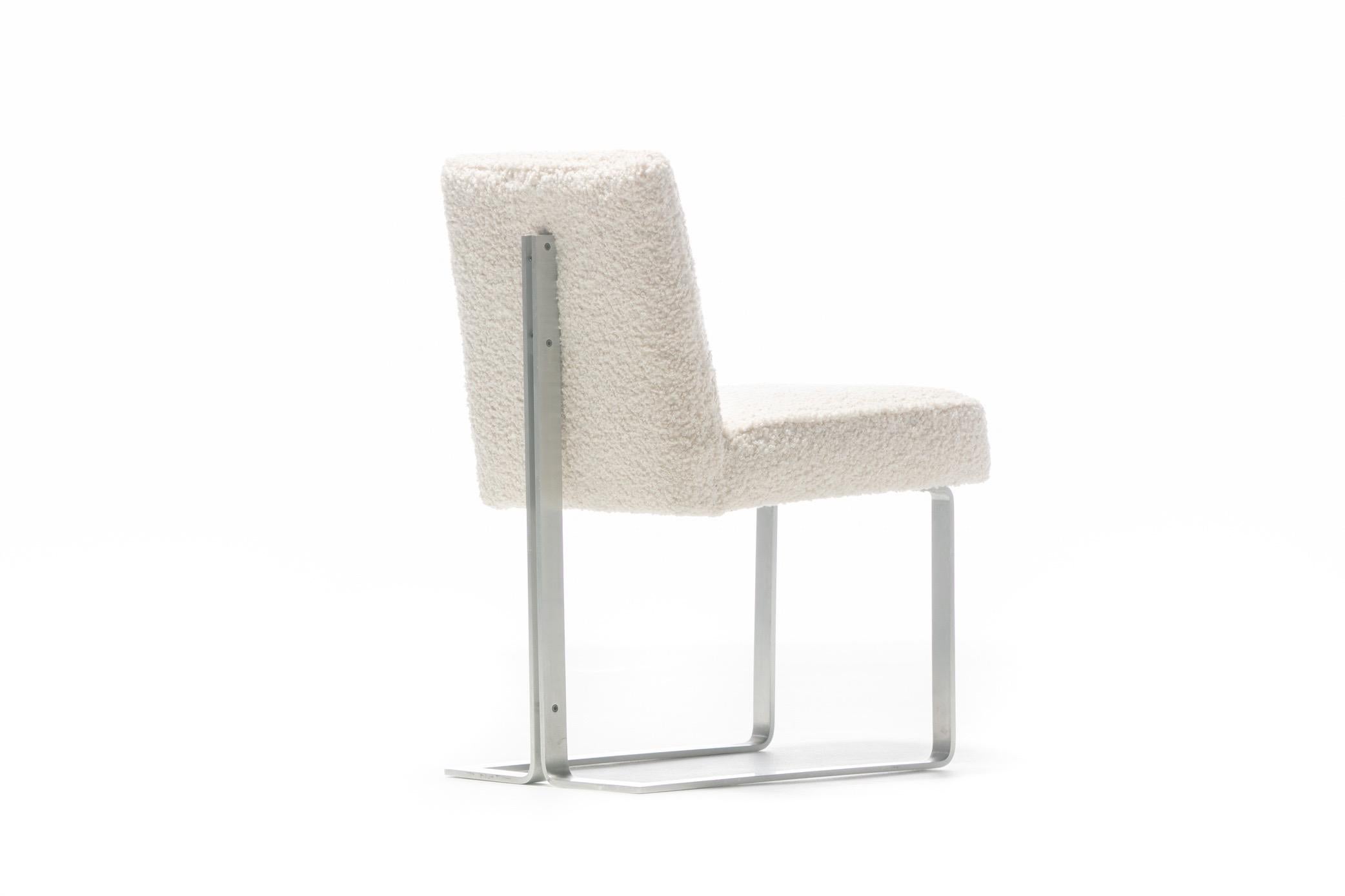Set of 20 Vladimir Kagan for Kagan-Dreyfuss Steel Dining Chairs in Ivory Bouclé For Sale 4