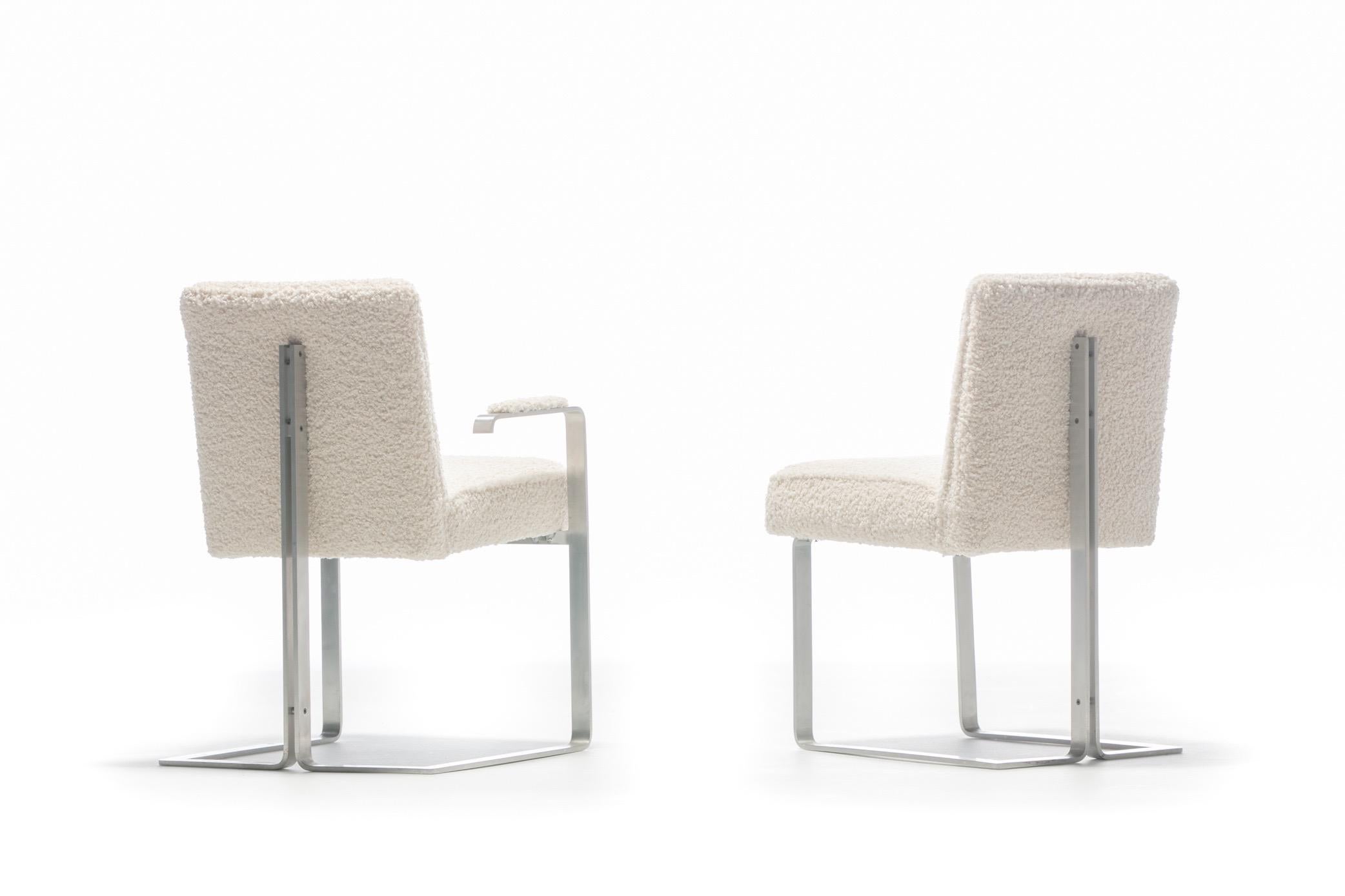 Set of 20 Vladimir Kagan for Kagan-Dreyfuss Steel Dining Chairs in Ivory Bouclé For Sale 1