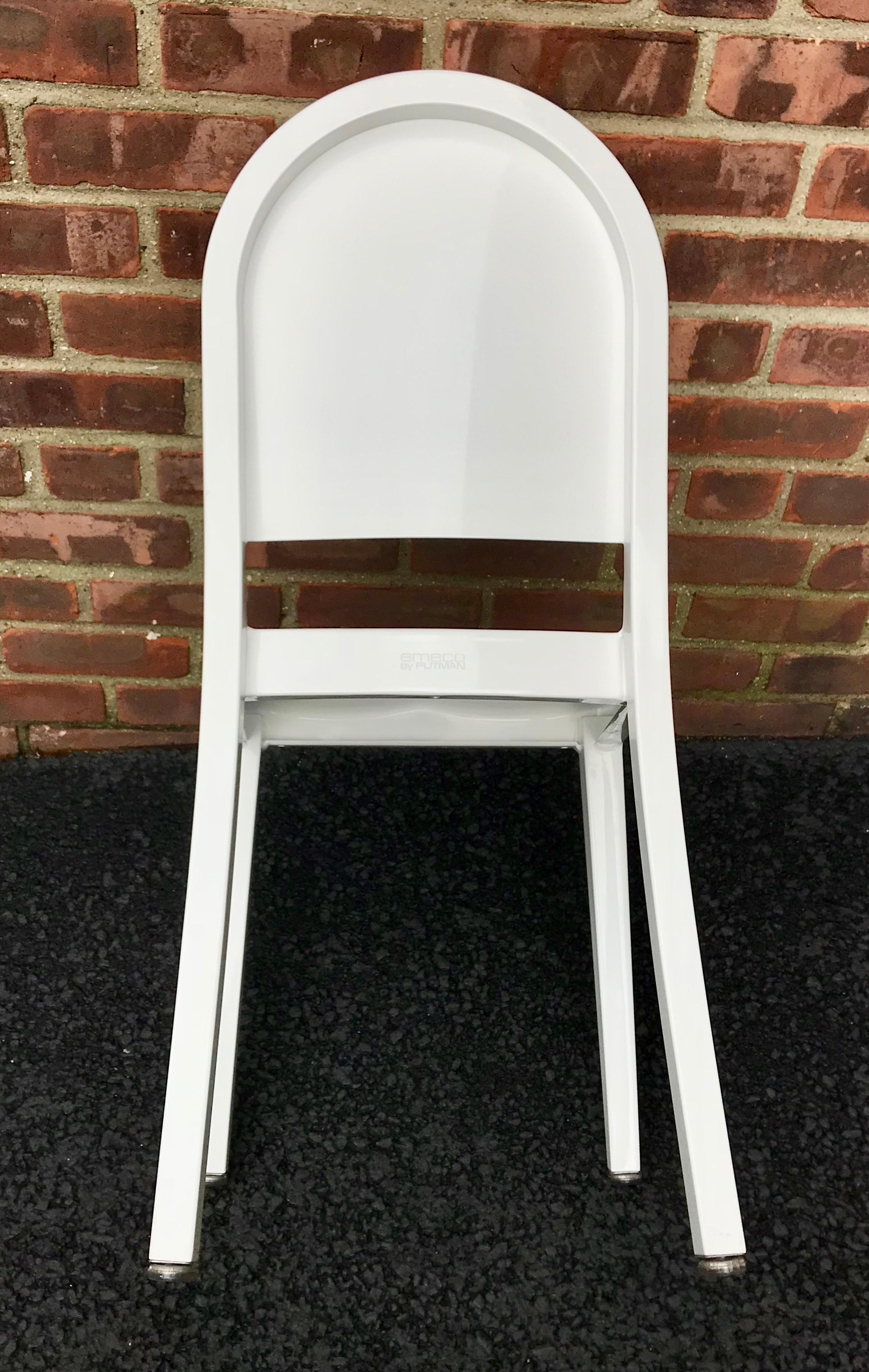 American Set of 16 White High Gloss Aluminum Dining Chairs by Andrée Putman for Emeco