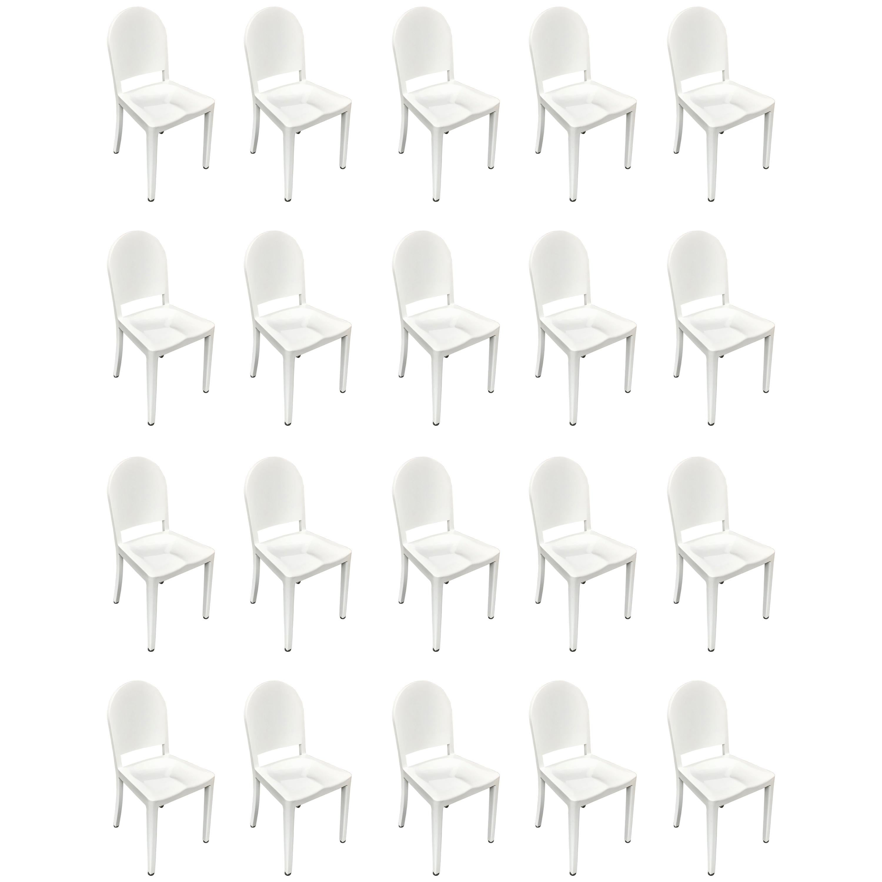 Set of 16 White High Gloss Aluminum Dining Chairs by Andrée Putman for Emeco