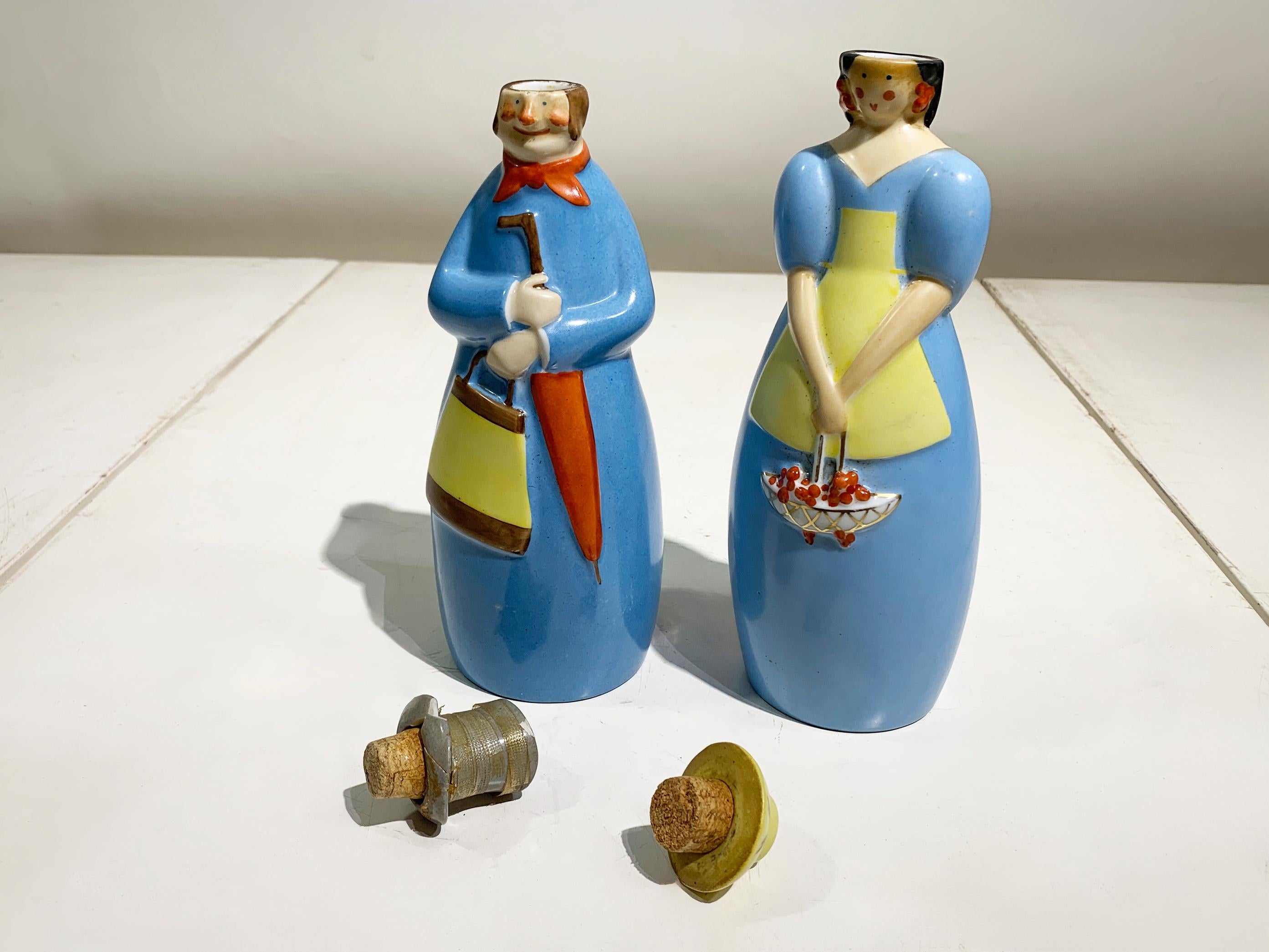 Art Deco Set of 20th Century French Robj Flacon Liquor Bottles, 