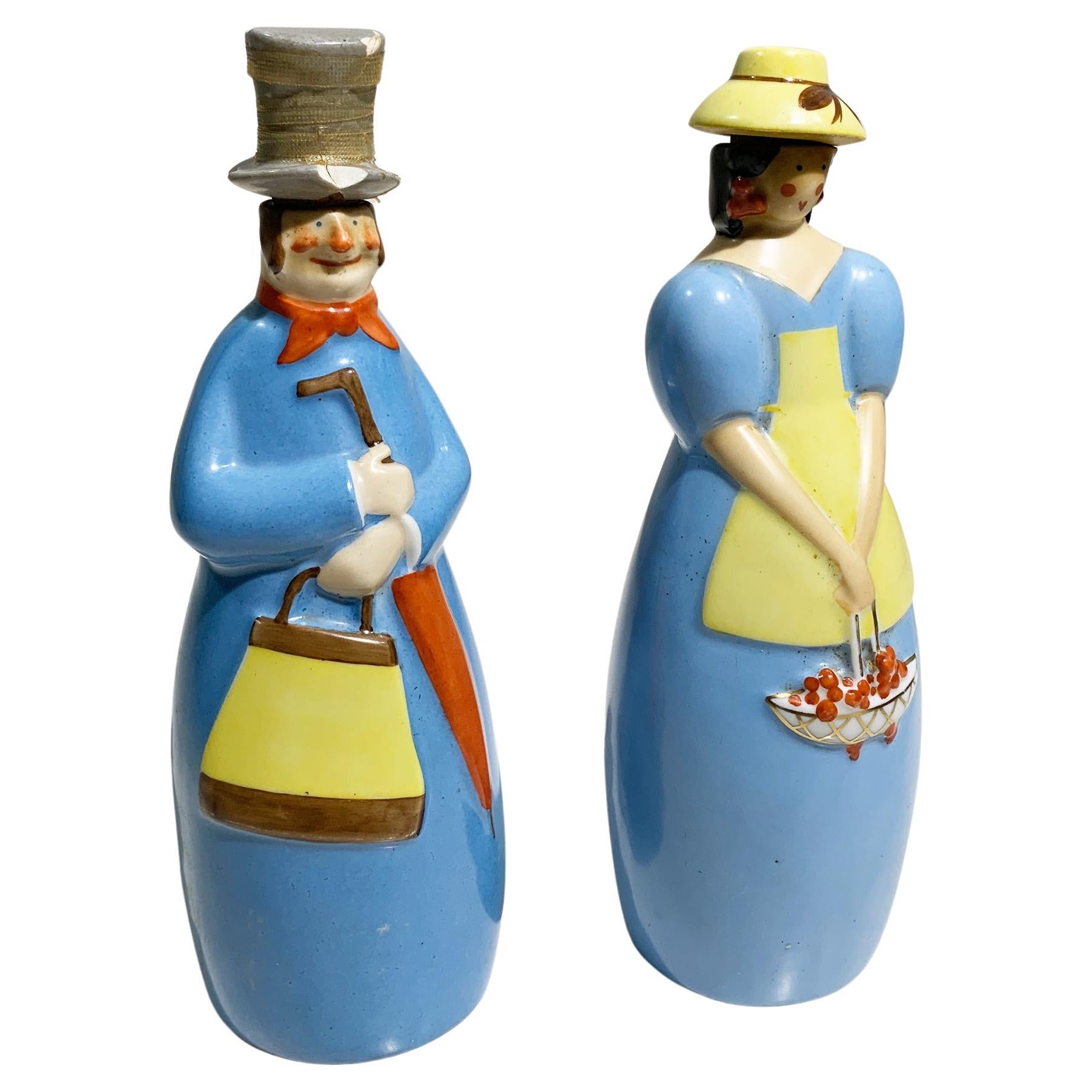 Set of 20th Century French Robj Flacon Liquor Bottles, "The Dandy" & "Guignolet"