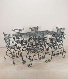 Set of 20th Century Handmade Iron Table and Six Chairs