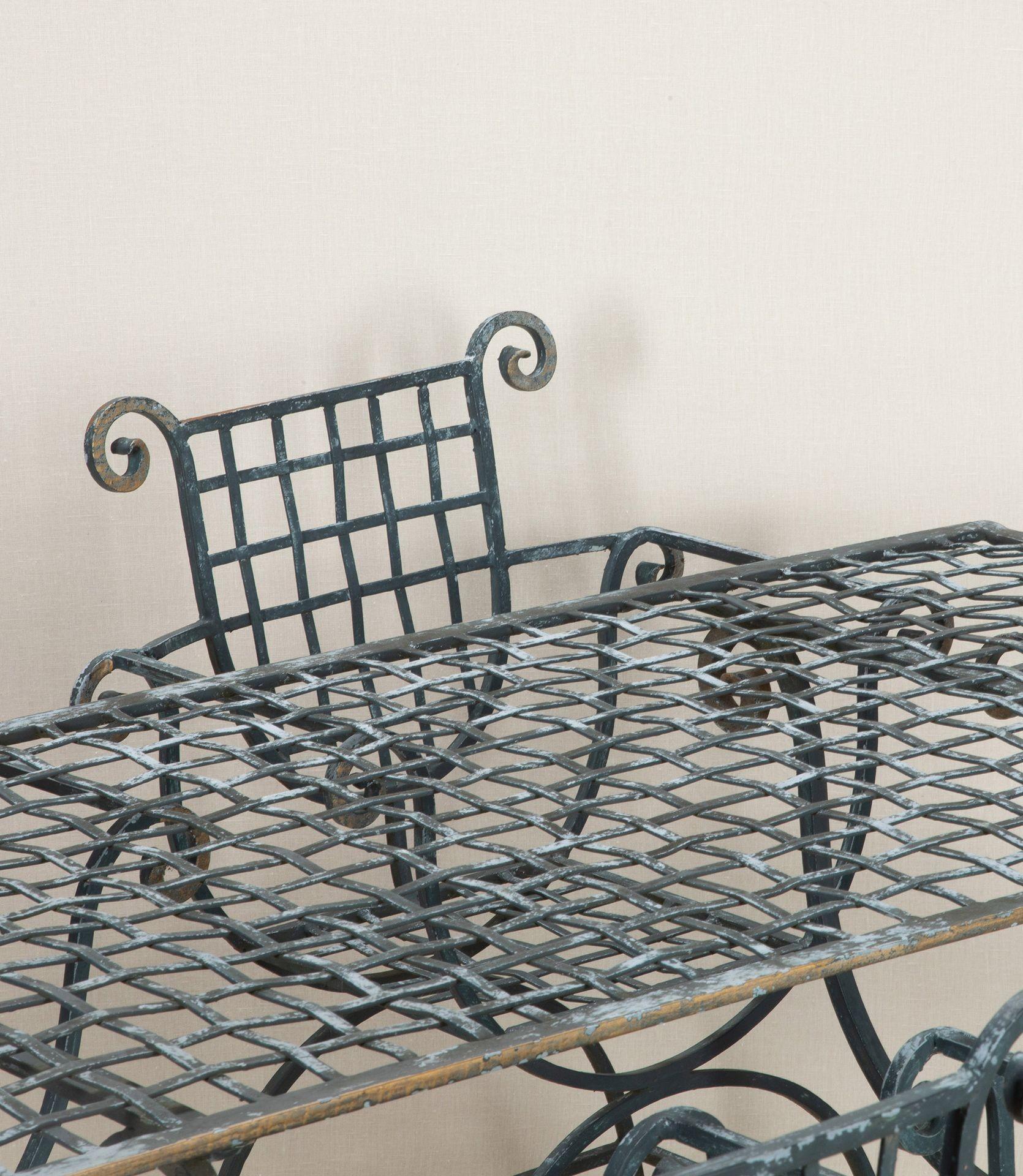 Wrought Iron Set of 20th Century Handmade Iron Table and Six Chairs For Sale