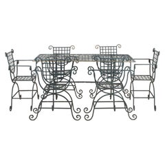 Set of 20th Century Handmade Iron Table and Six Chairs