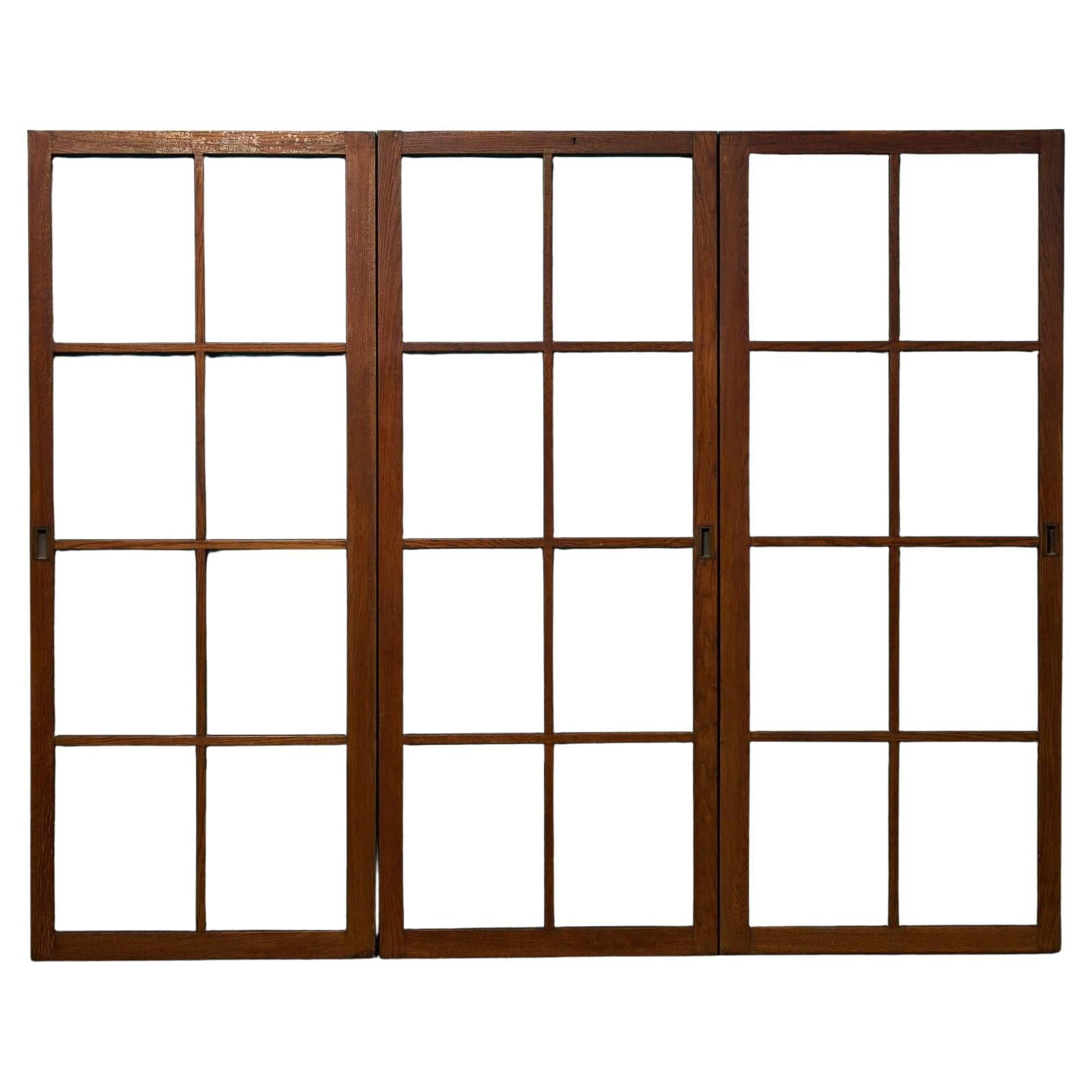 Set of 20th Century Triple Oak Doors for Glazing