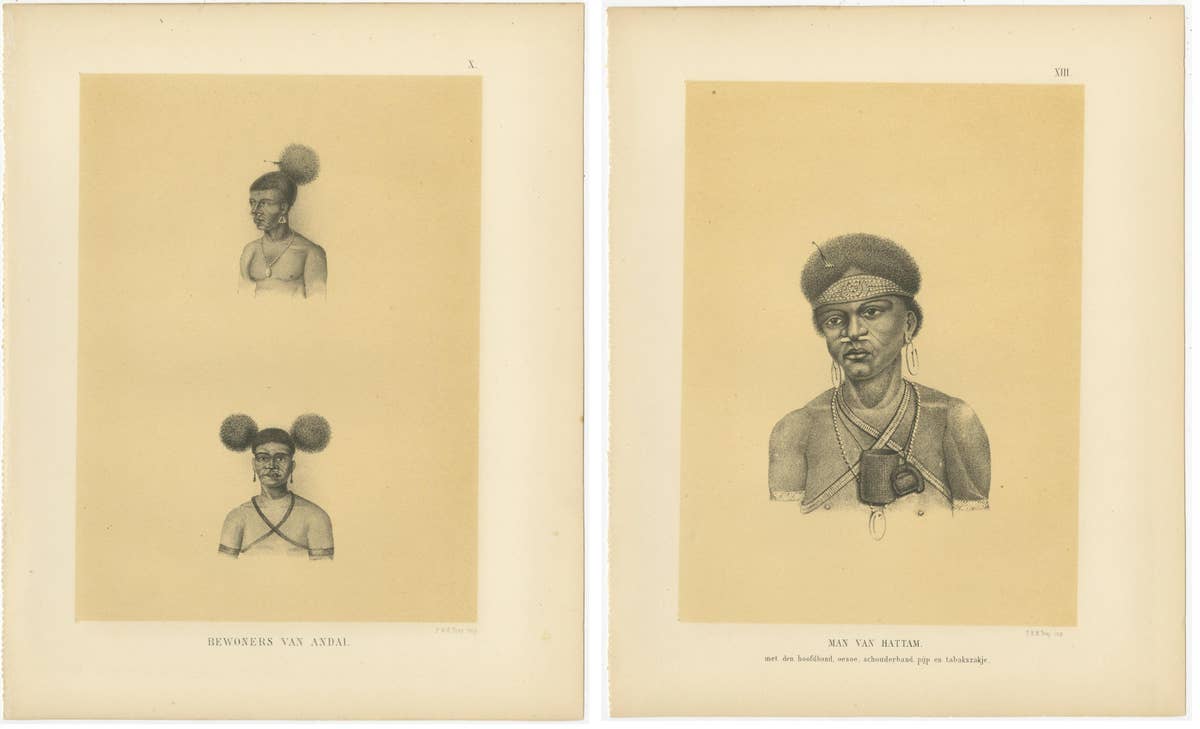 Set of 21 Antique Prints Illustrating the Travels to Cenderawasih Bay, 1875