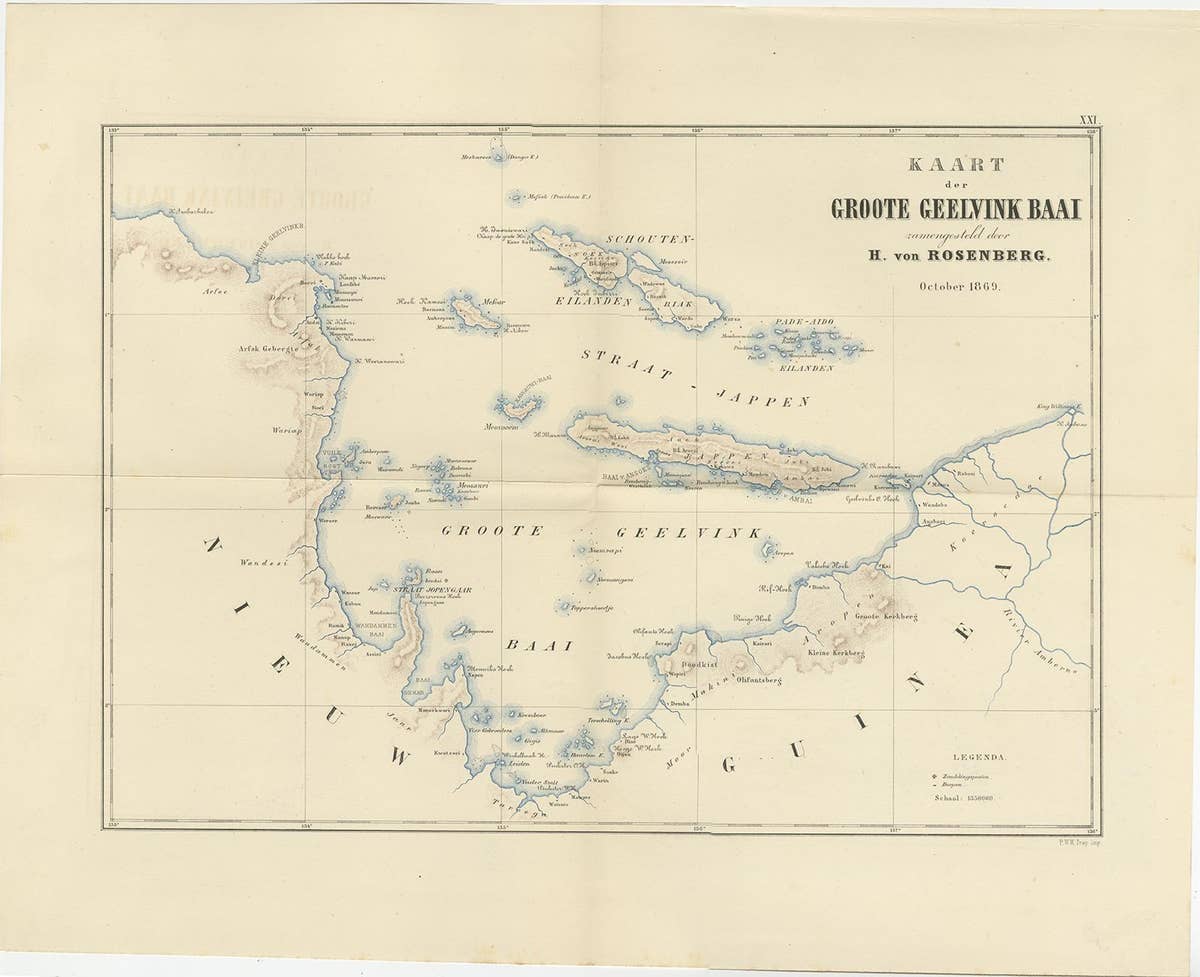 Set of 21 Antique Prints Illustrating the Travels to Cenderawasih Bay, 1875