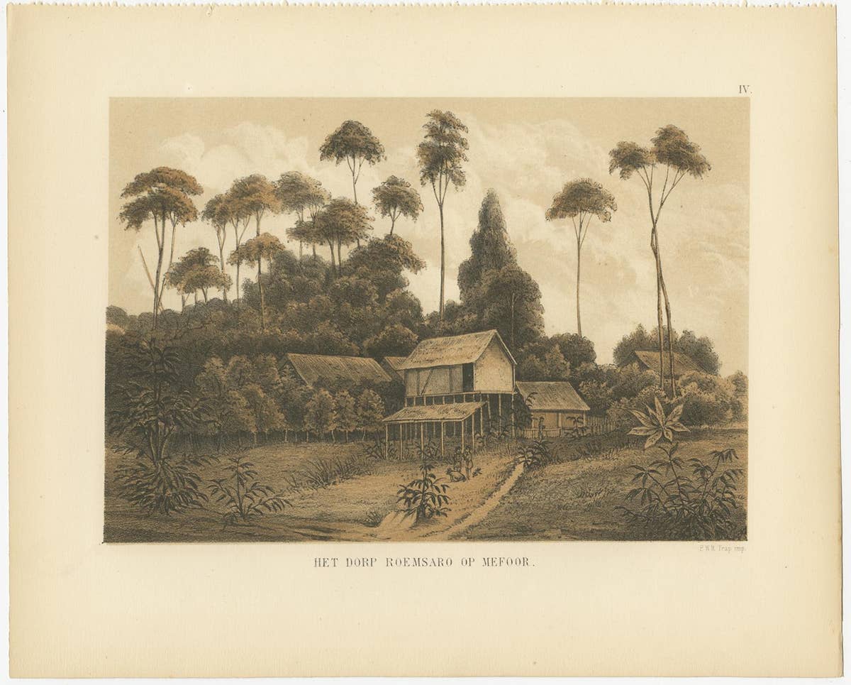 Set of 21 Antique Prints Illustrating the Travels to Cenderawasih Bay, 1875