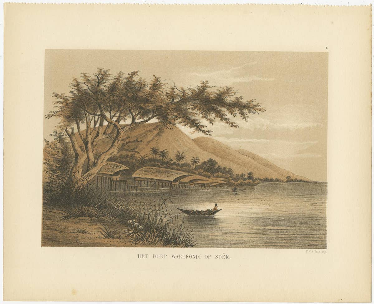 Set of 21 Antique Prints Illustrating the Travels to Cenderawasih Bay, 1875