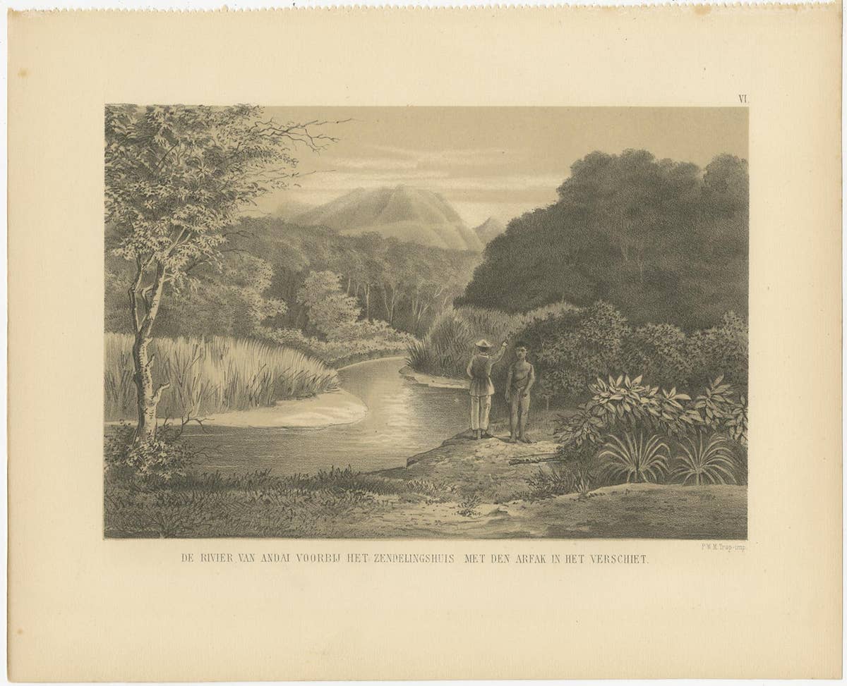 Set of 21 Antique Prints Illustrating the Travels to Cenderawasih Bay, 1875