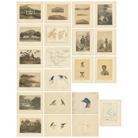 Set of 21 Antique Prints Illustrating the Travels to Cenderawasih Bay, 1875