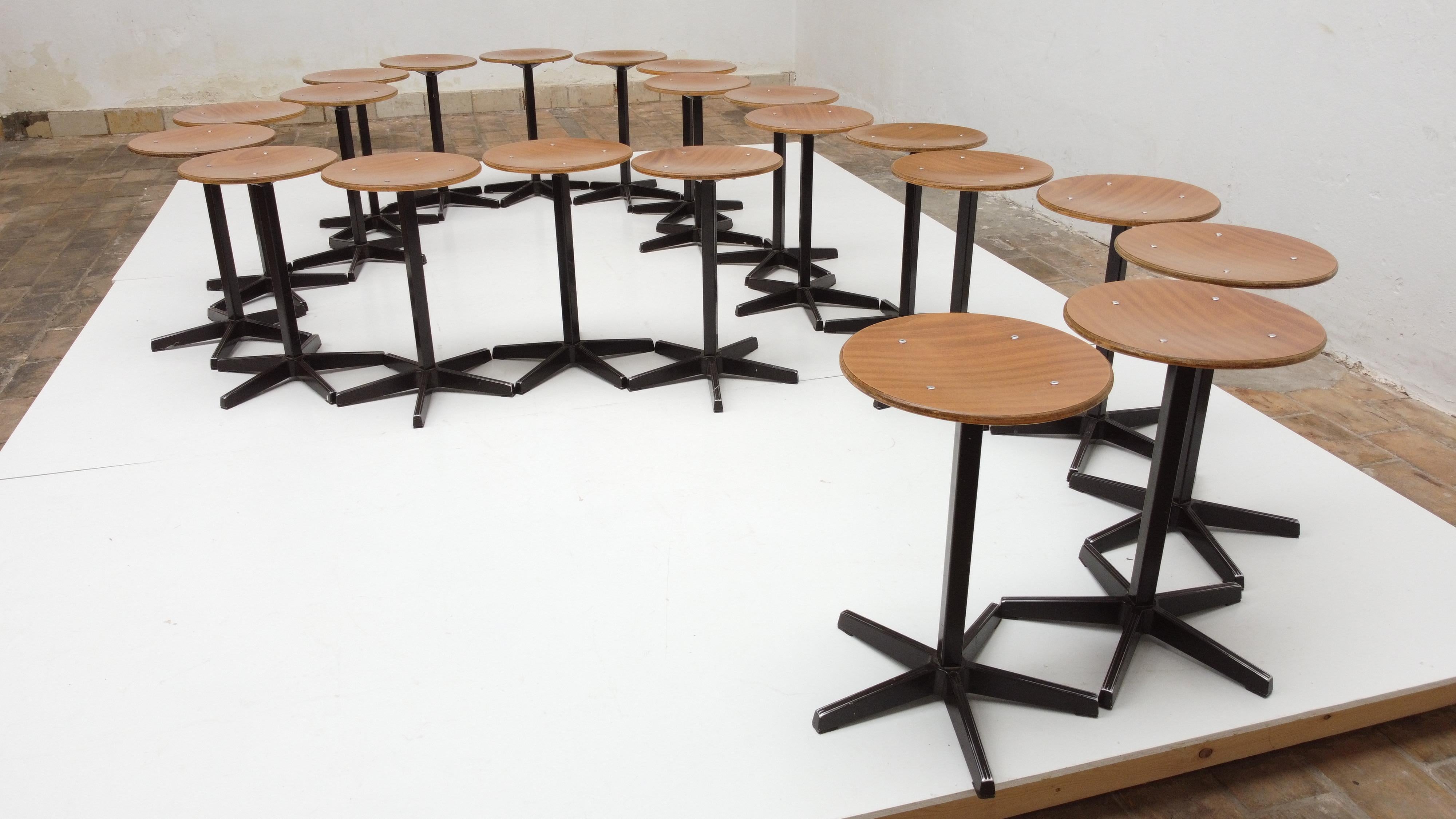 Late 20th Century Set of 21 Sturdy Industrial Stools by Dutch Manufacturer Galvanitas, 1970's