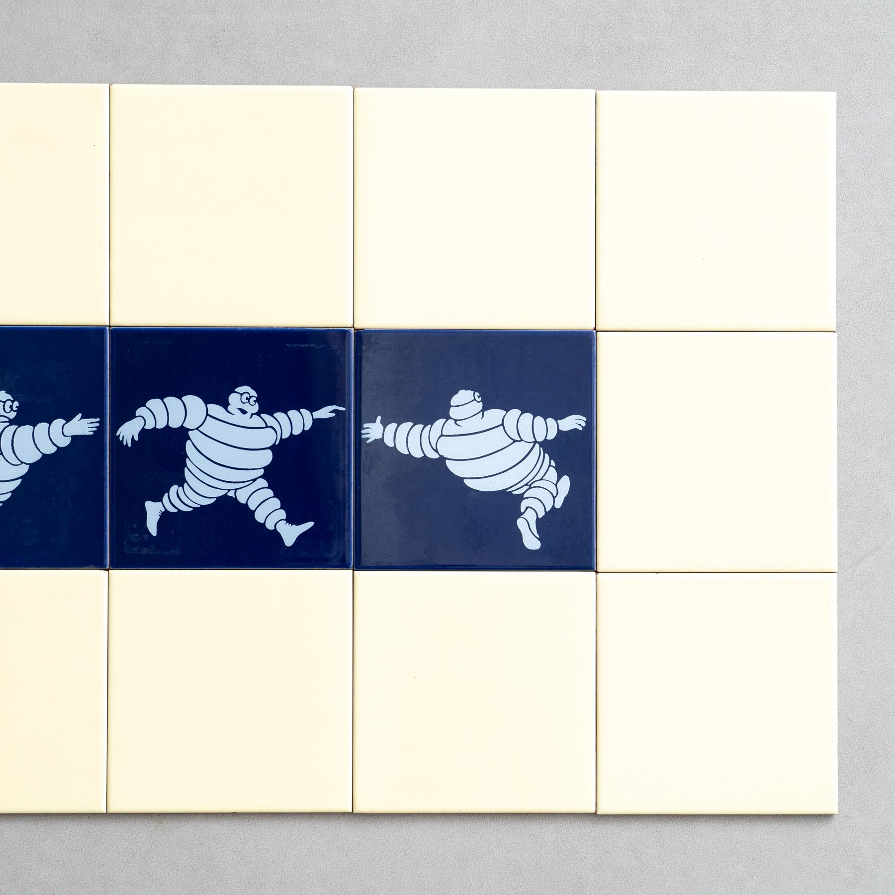 Spanish Set of 21 Vintage Michelin Man Tiles, circa 1960