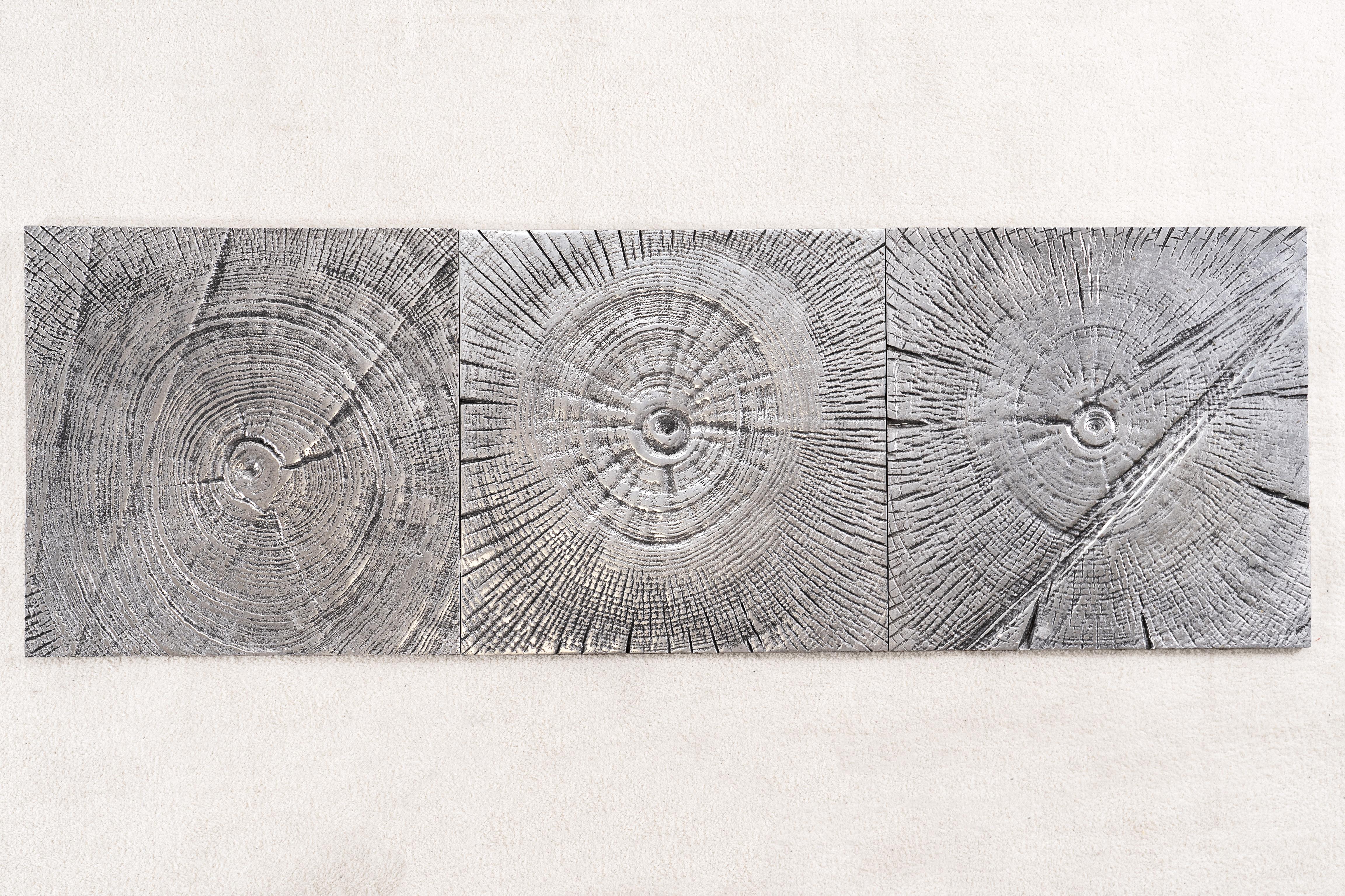 Italian Set of 22 Cast Aluminum Tiles as Wall Decorations, by a Milano Foundry Italy For Sale