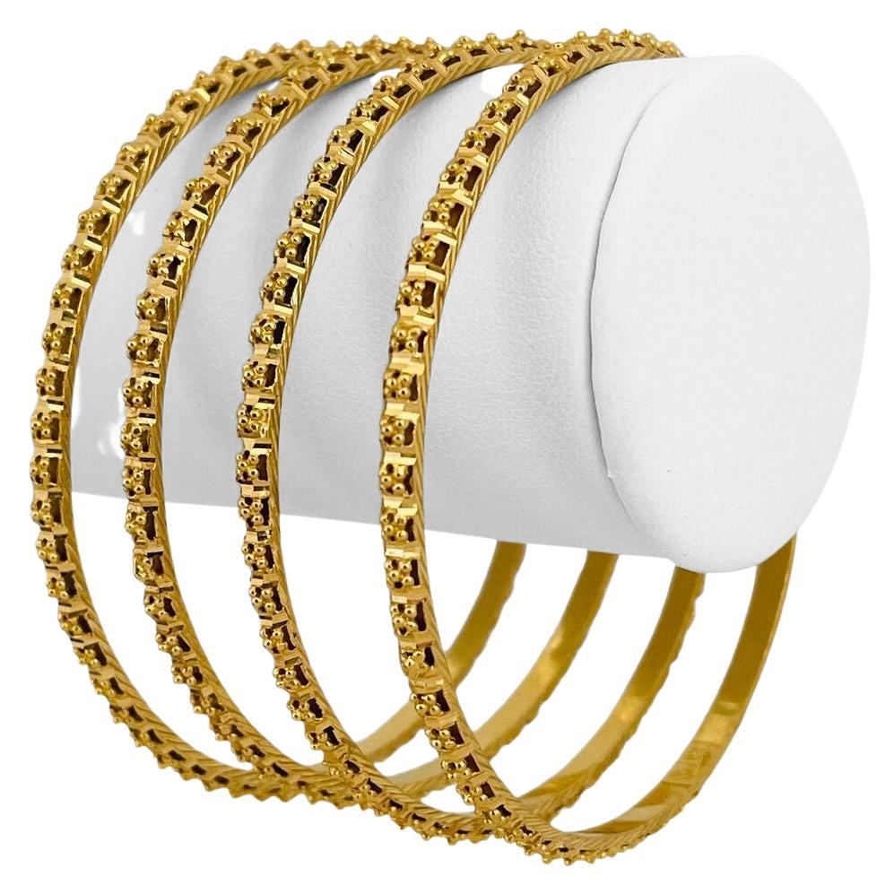 Pair of Enamel Gold Jaipur Indian Bangle Bracelets For Sale at 1stDibs