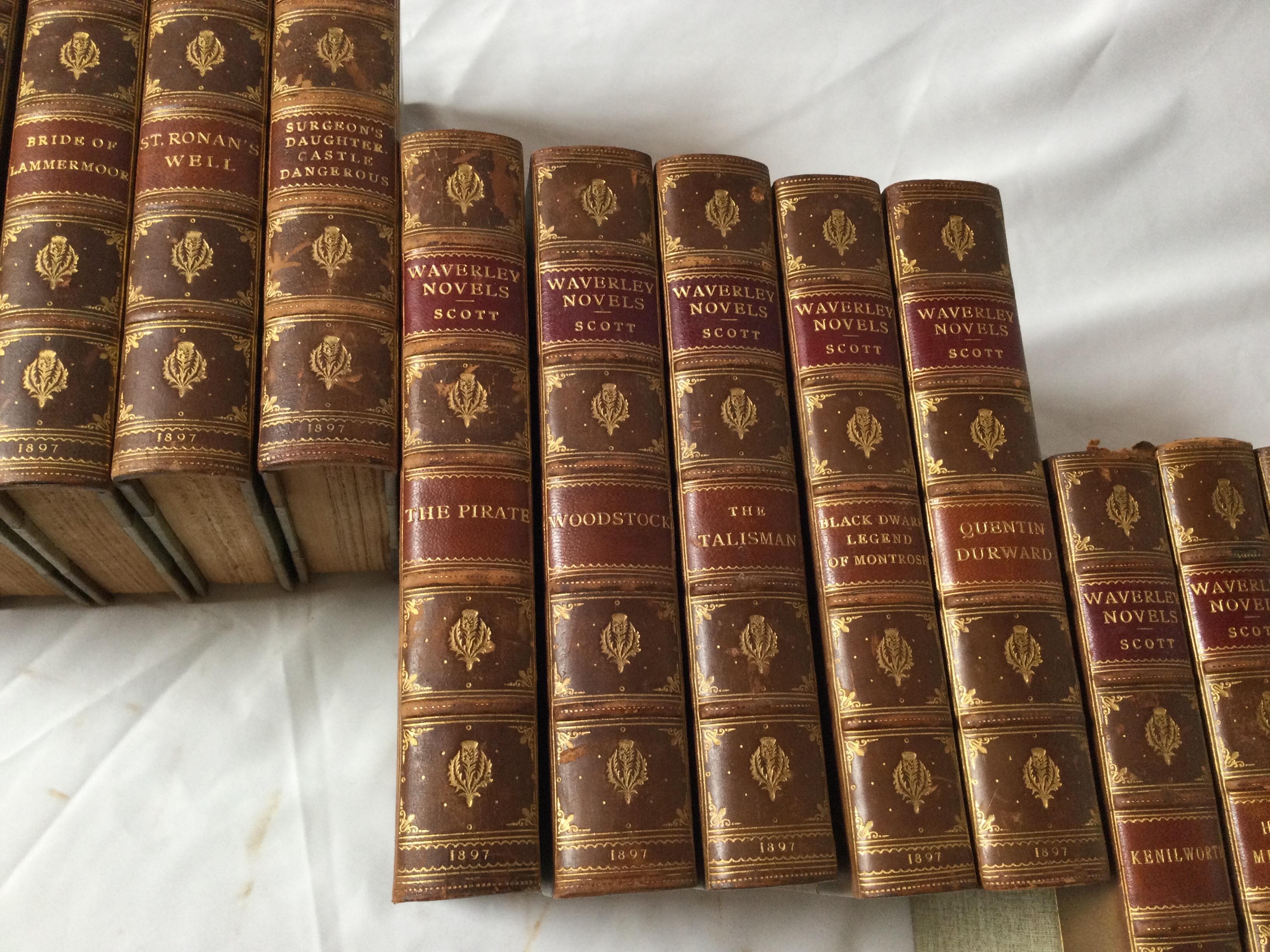 Set of 22 Leather Bound Books, The Waverly Novels by Sir Walter Scott 1