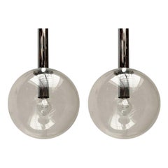 Set of 22 Mid-Century Space Age German Glass and Chrome Ball Lamps, 1960s