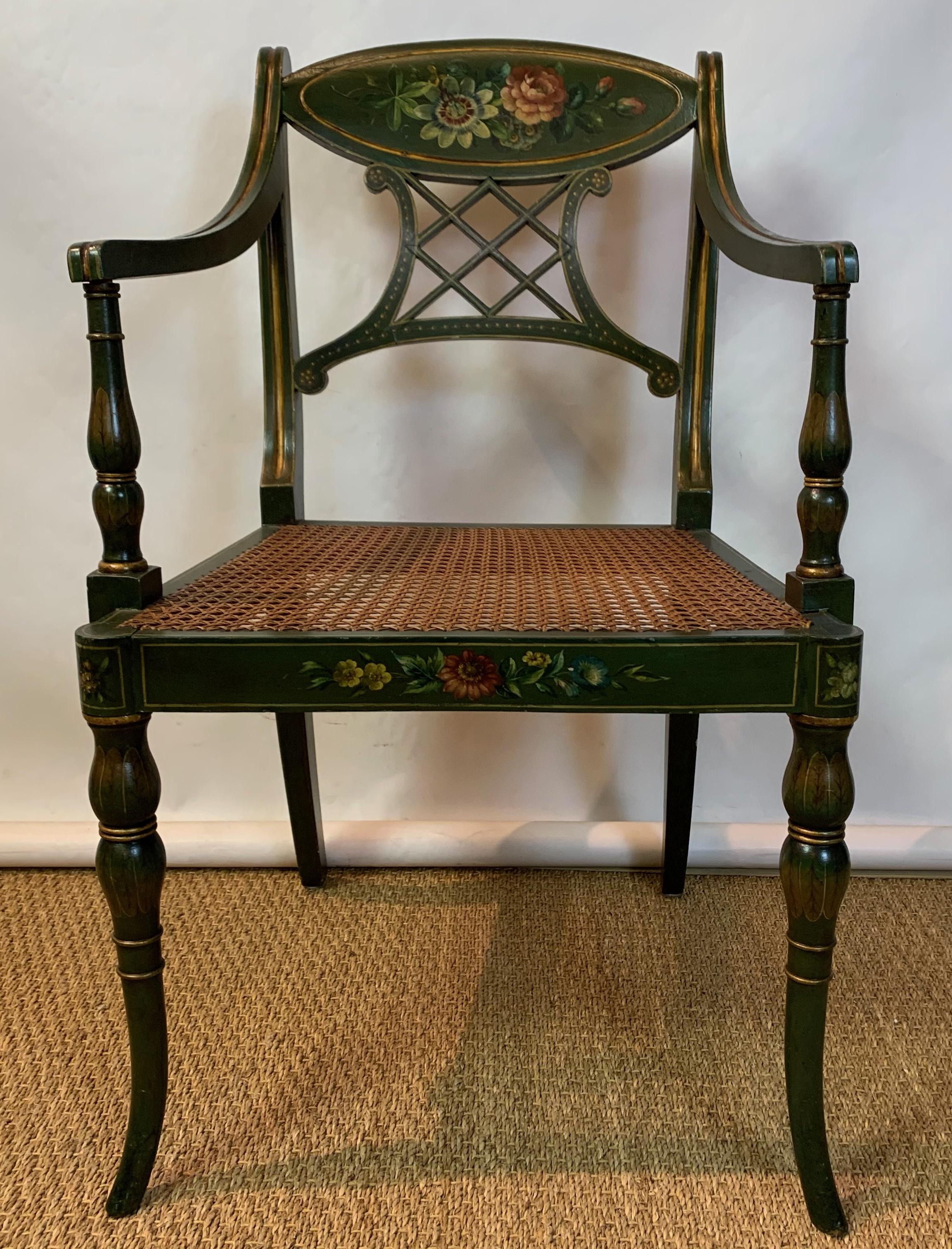 Set of 22 Paint Decorated Regency Style Dining Chairs 3