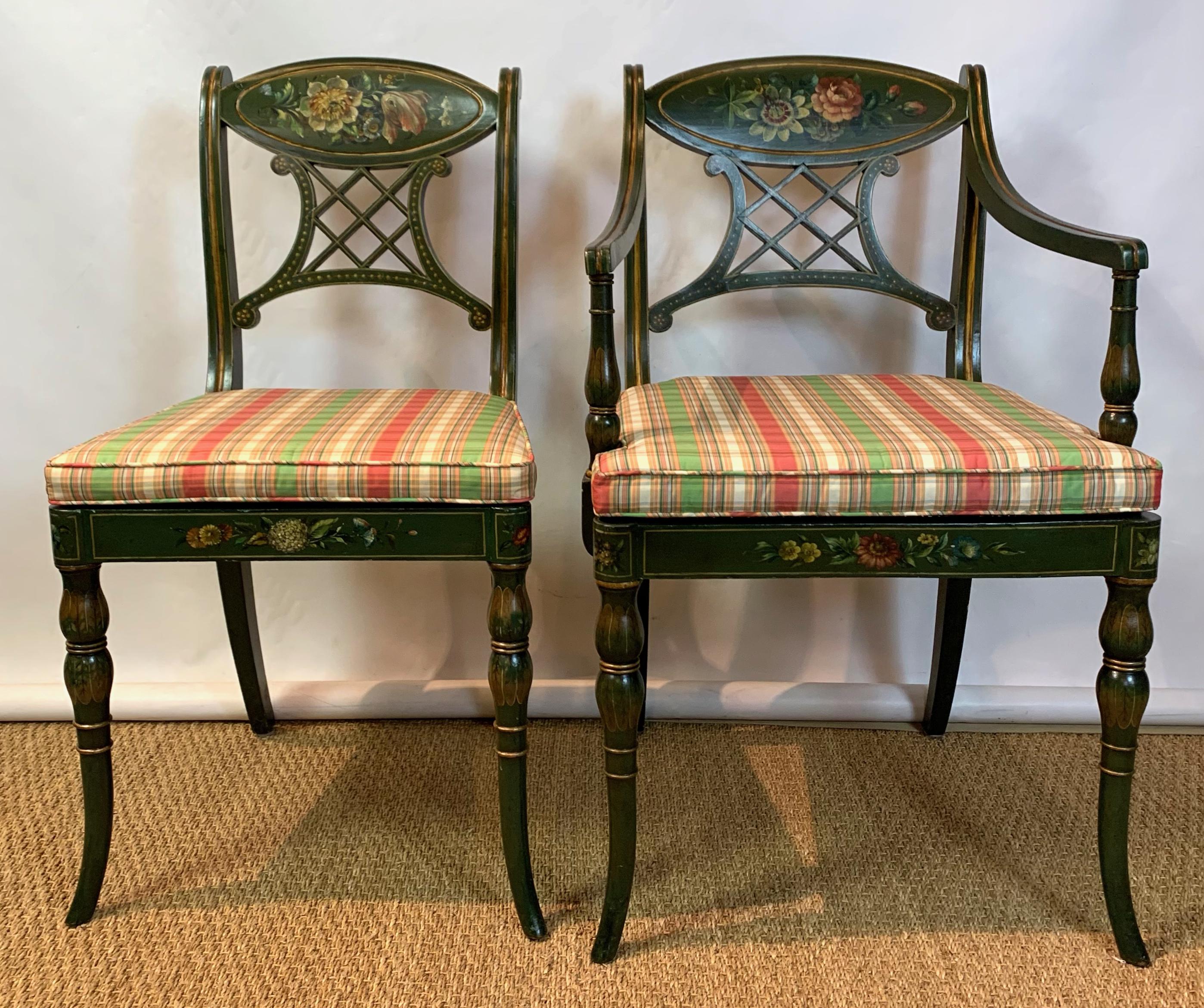 Set of 22 Paint Decorated Regency Style Dining Chairs 2