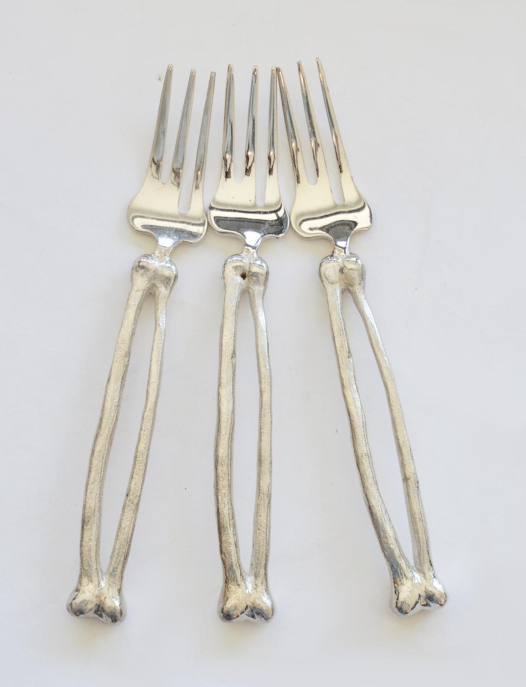 Placcato argento Michael Aram Bone Silver Plate Set di posate da 22 pezzi , anni '90 in vendita