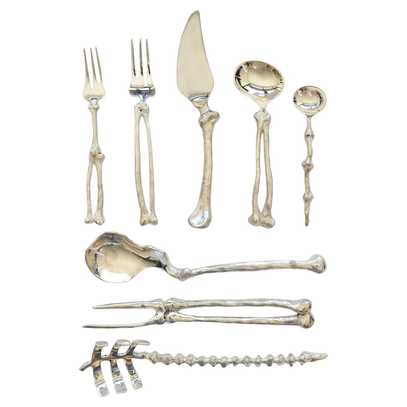 Michael Aram Bone Silver Plate Set di posate da 22 pezzi , anni '90 in vendita