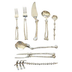 Michael Aram Bone Silver Plate Flatware Set of 22 Pieces , 1990s
