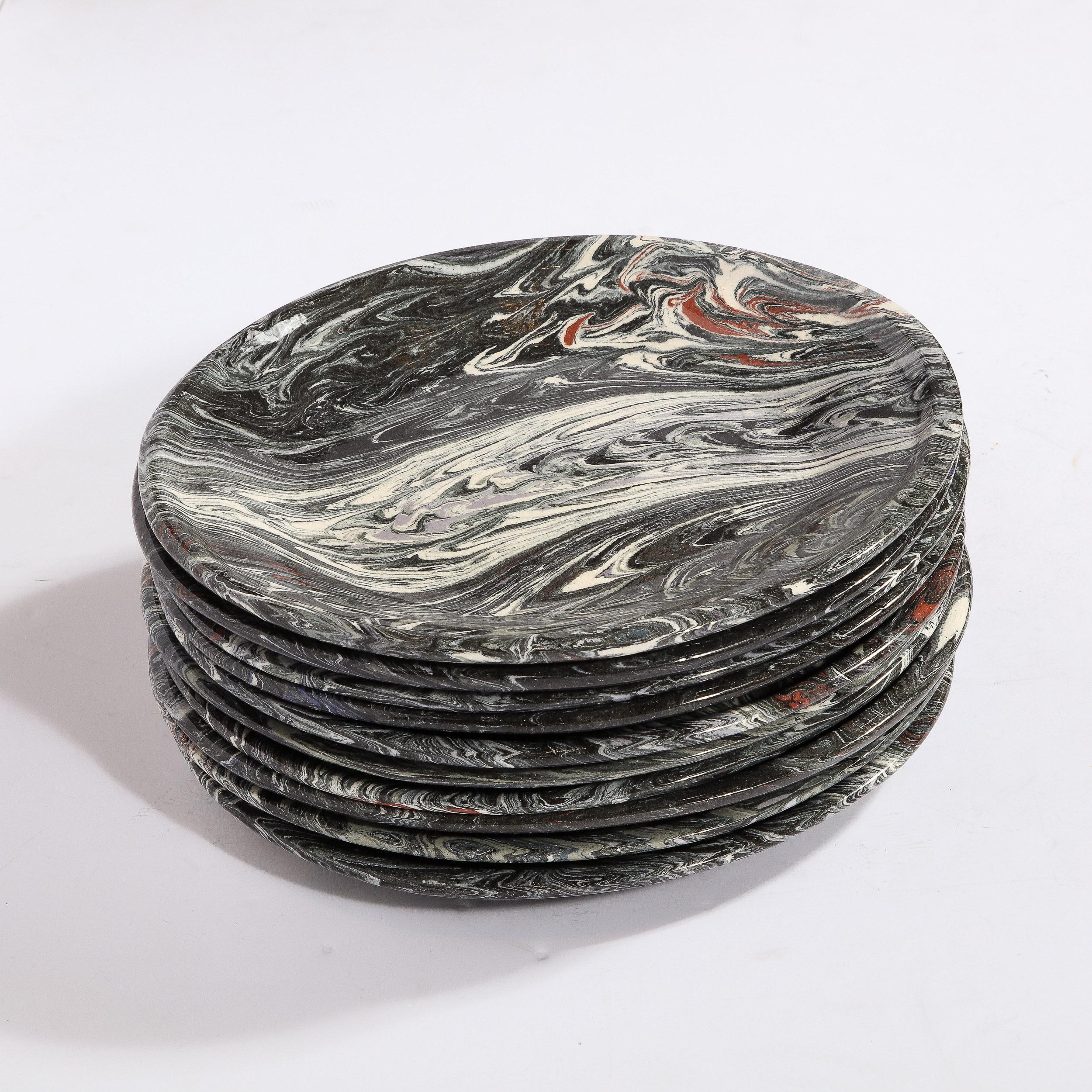 Set of 23 Dinner/Platter/Salad Plates, Service for 8 Signed Jurg Lanrein 10