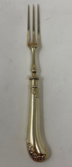 Set of 24 Antique English Vermeil Gold on Sterling Silver Dessert Cutlery