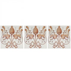 Set of 24 Art Nouveau Glazed Tiles, Belgium, 1920