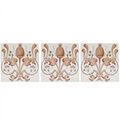Set of 24 Art Nouveau Glazed Tiles, Belgium, 1920