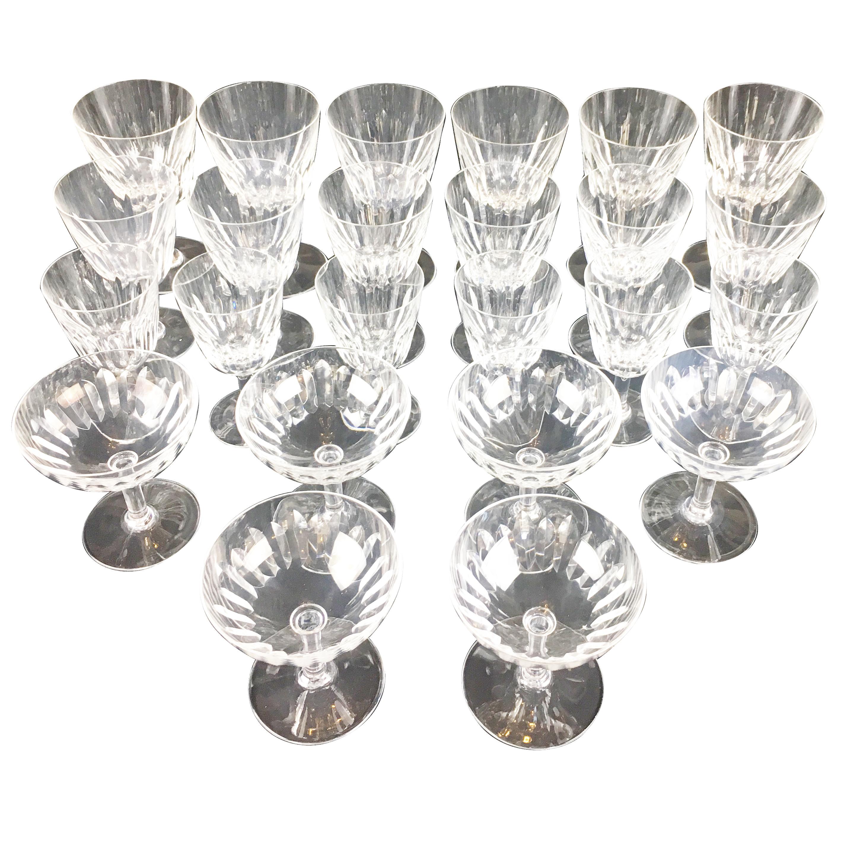 Set of 24 Baccarat Crystal "Verone Pattern" Glasses, circa 1950s 