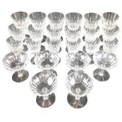 Vintage Set of 24 Baccarat Crystal "Verone Pattern" Glasses, circa 1950s