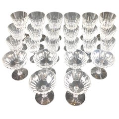 Vintage Set of 24 Baccarat Crystal "Verone Pattern" Glasses, circa 1950s 