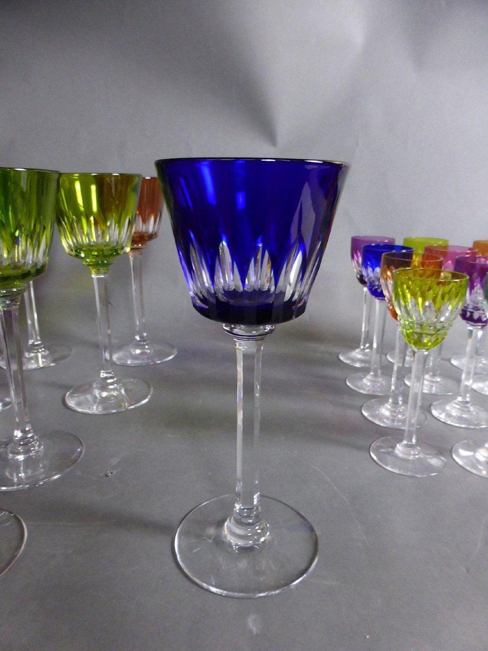 Set of 24 Colored Crystal Glasses by Bacarrat 4
