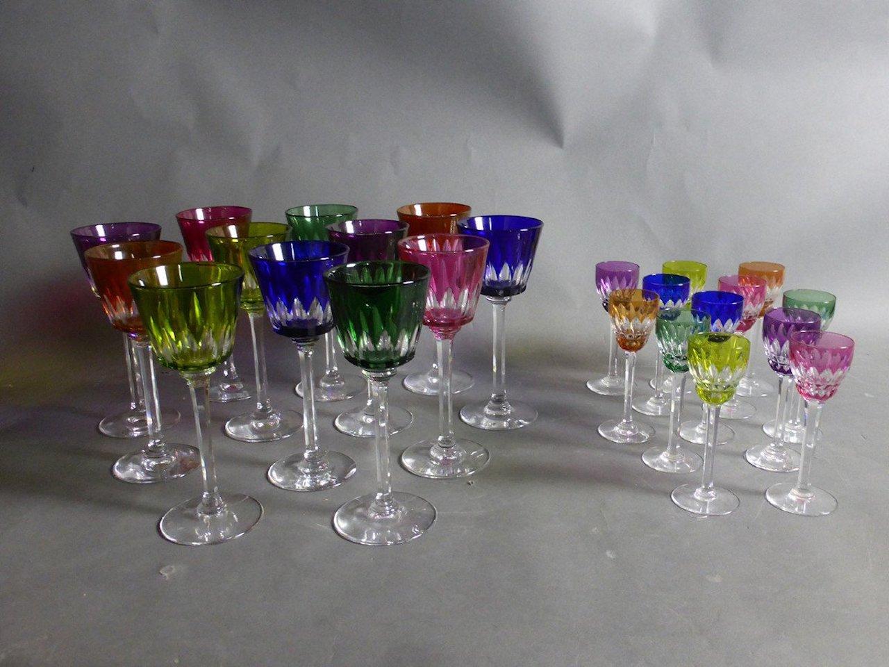 Set of 24 Colored Crystal Glasses by Bacarrat 5