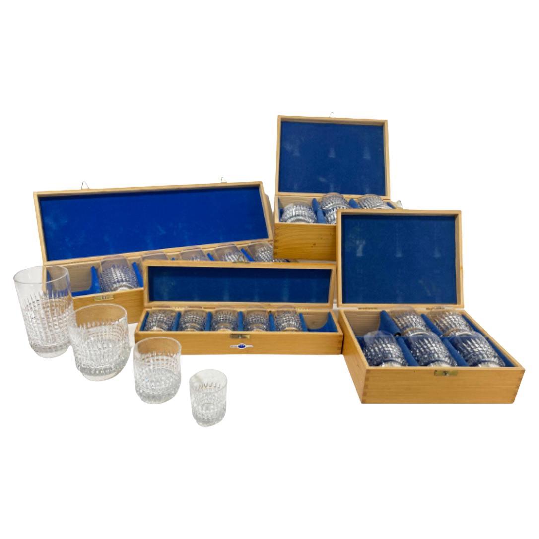 Set of 24 Crystal Glasses with Silver by C. Bos & Zn, Amsterdam For Sale