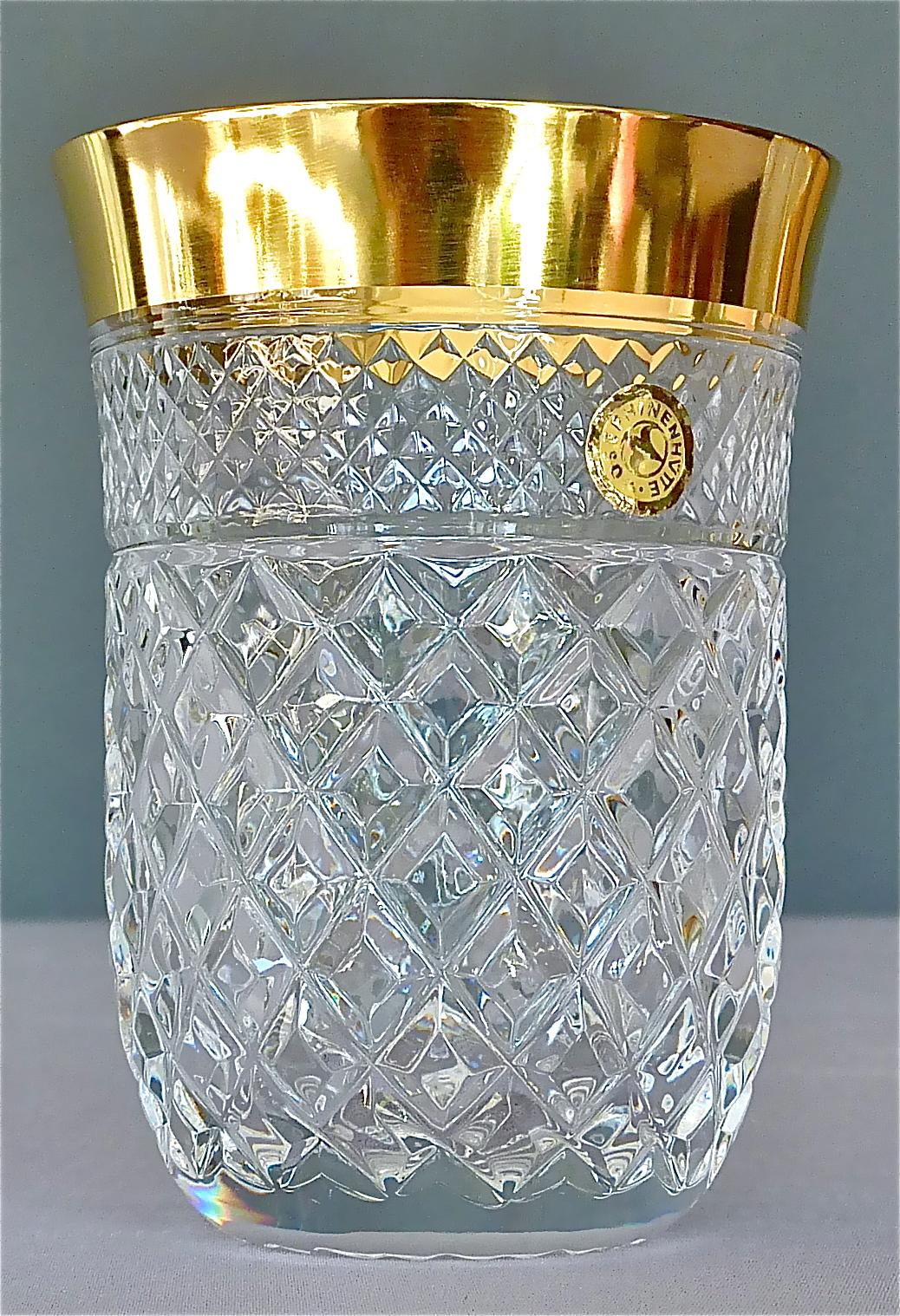 Set of 24 Crystal Gold Josephinenhuette Glasses Champagne Wine Beer Water 1970s 8